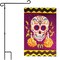 G128 Combo Pack: Garden Flag Stand Black 36 in x 16 in & Garden Flag Day of the Dead Decoration Sugar Skull 12"x18" Double-Sided Blockout Fabric